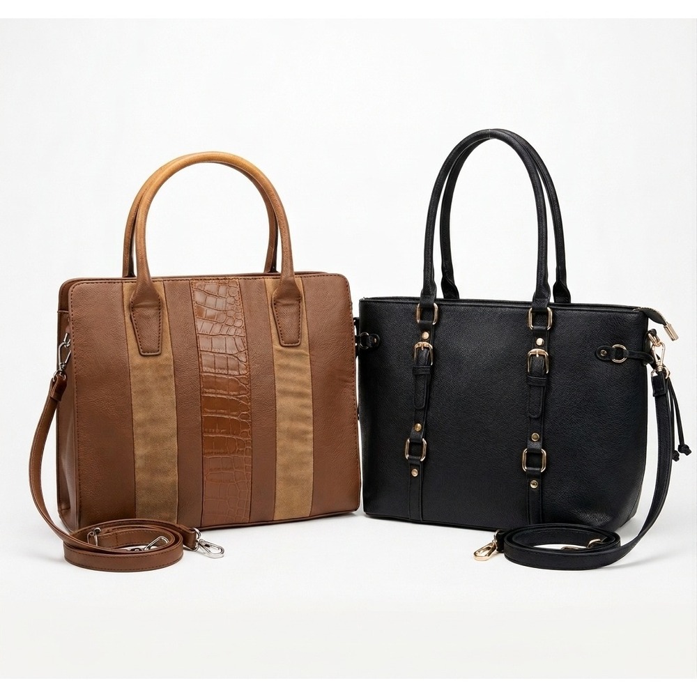 Bundle Montana West black tote + Nine West brown croc-panel tote Lot
